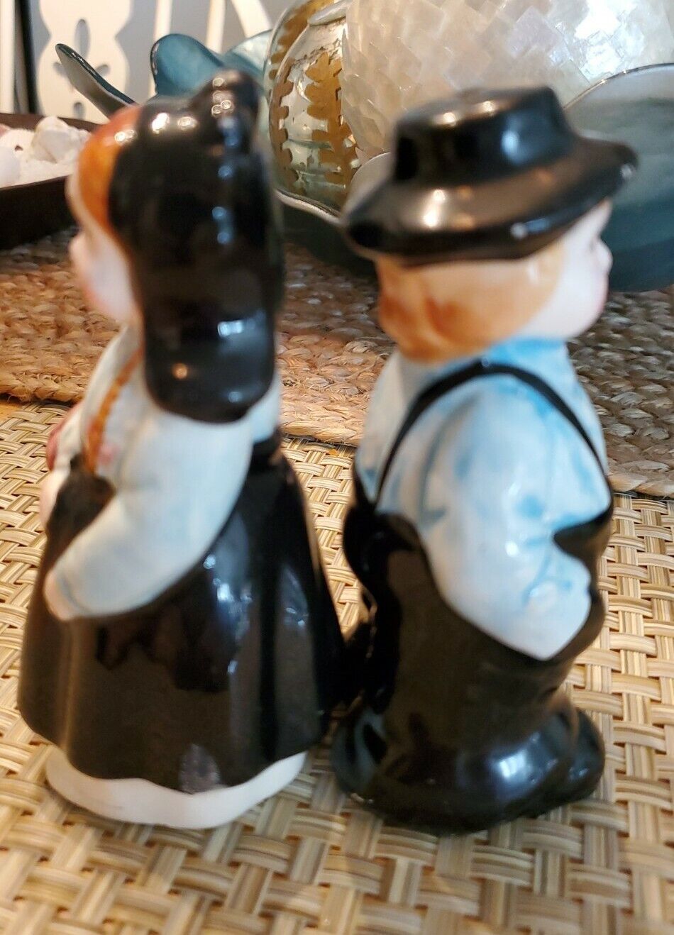 Vintage Large Porcelain Dutch Salt And Pepper Shakers 4.75" tall