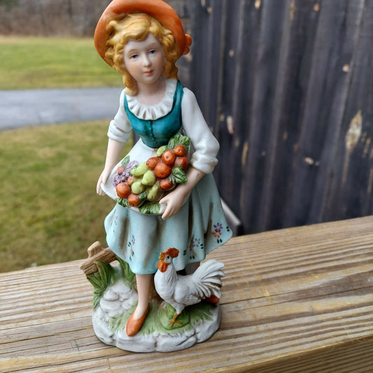 Homco Farm Girl W Harvest  Figurine