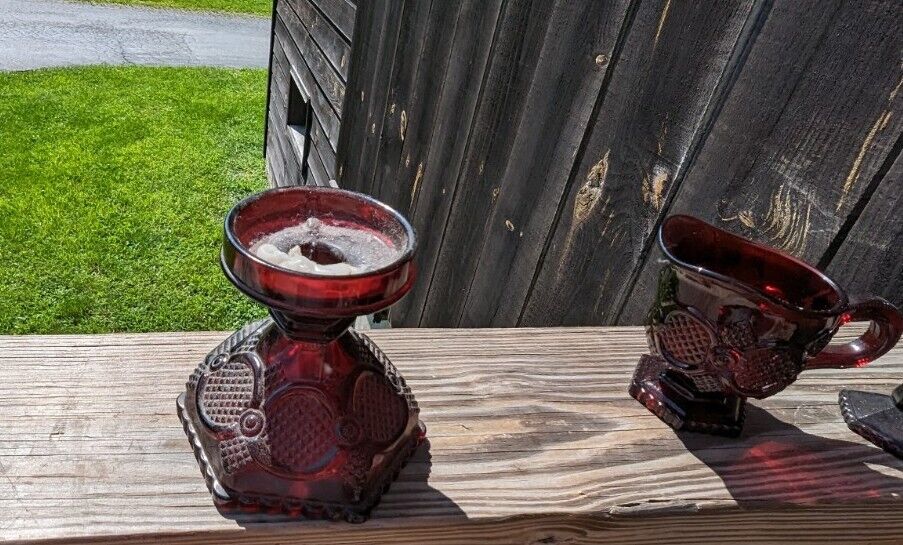 Three Avon Ruby Red Glass Ware Lot