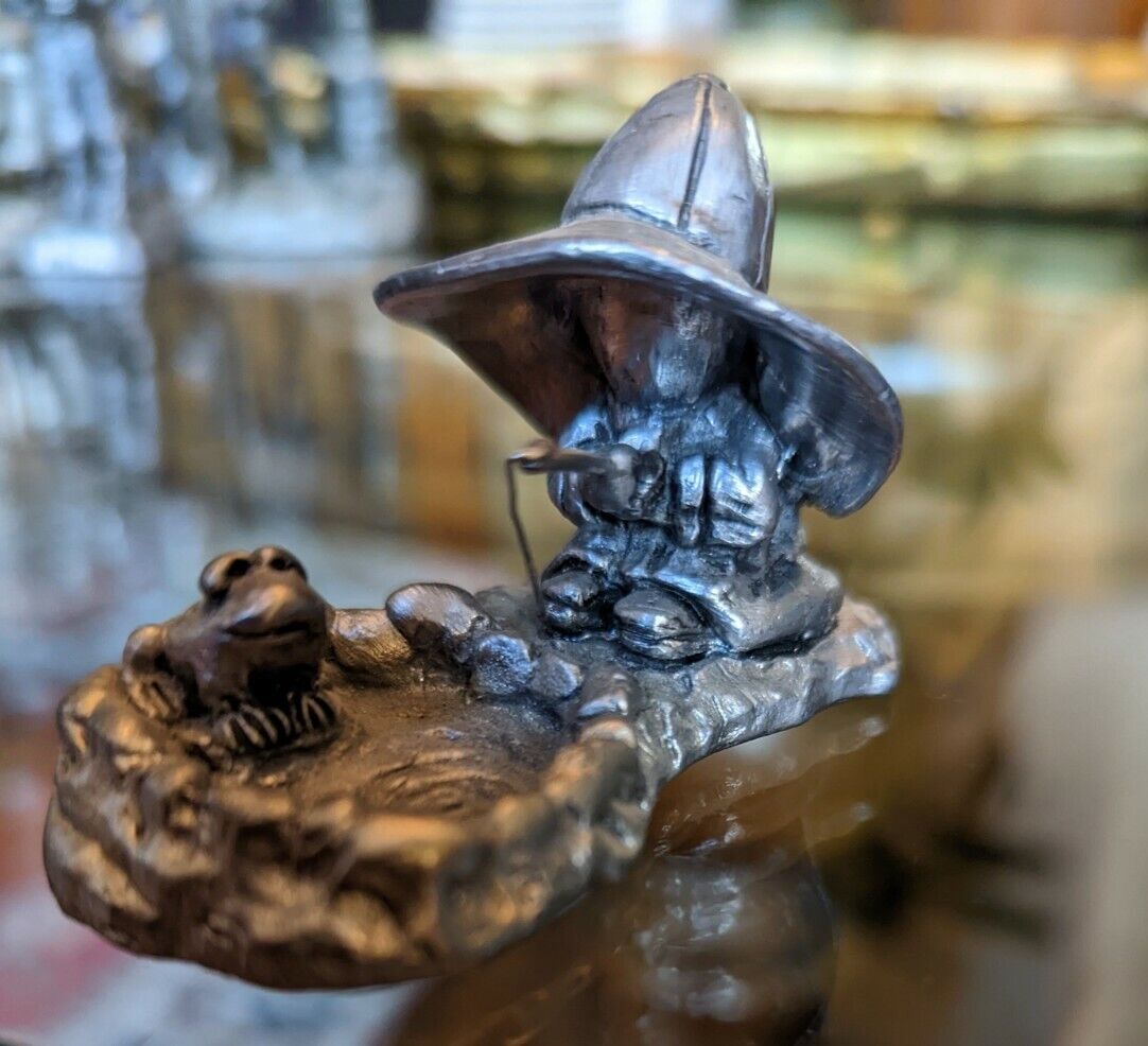 Pewter Figurine Country Boy Fishing With A Frog handcrafted in the USA