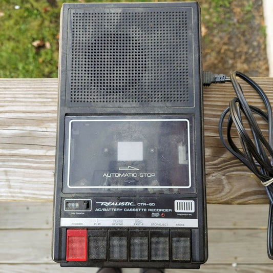 Realistic CTR-60 AC/Battery Cassette Recorder w/Cord tested