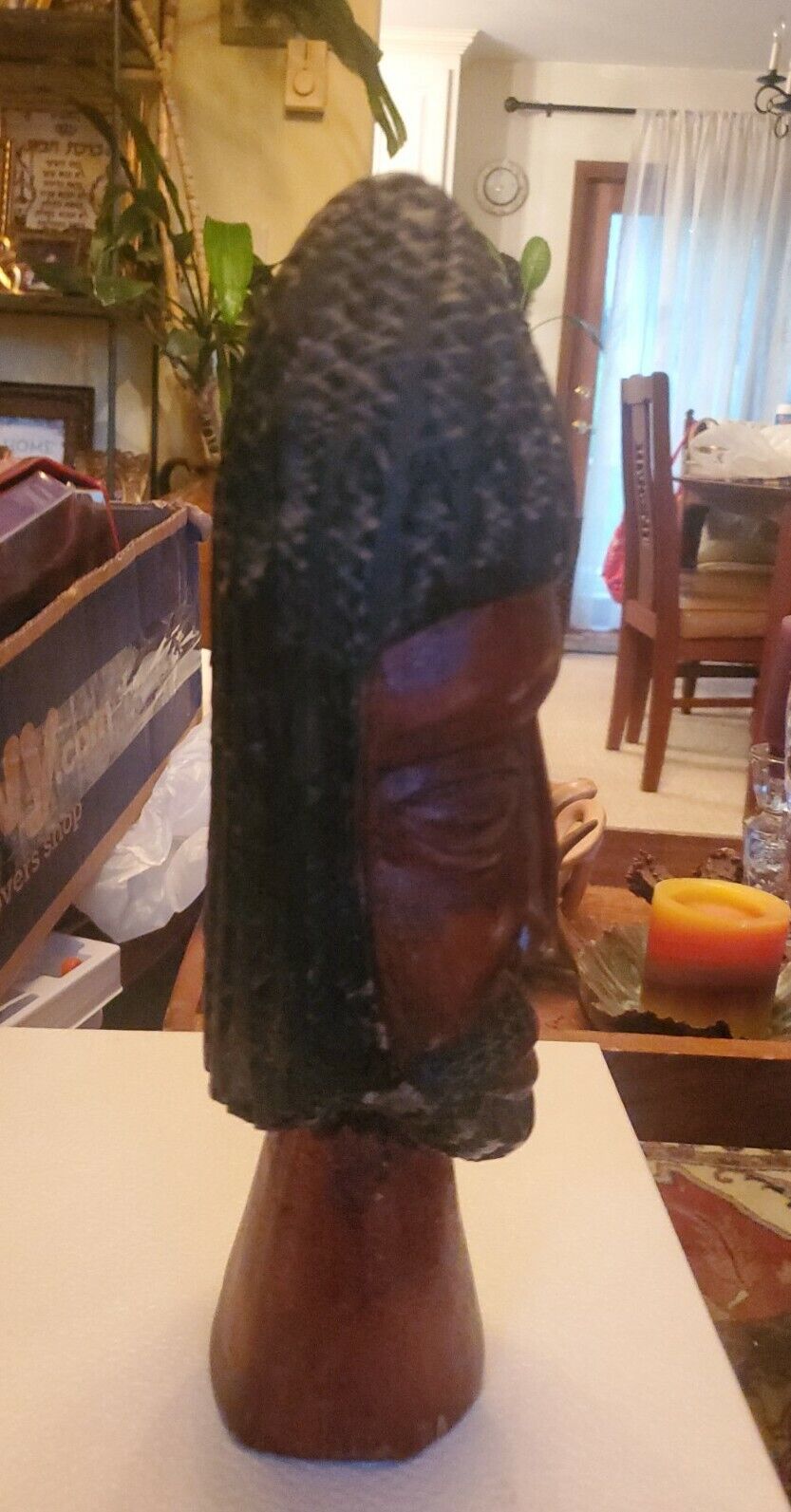 Vintage African Man Head Wood Carving 11" tall