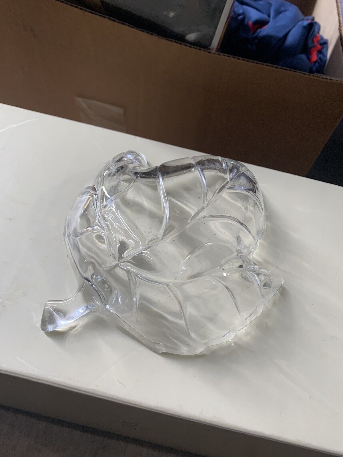 Decorative Art heavy Glass  Leaf Bowl