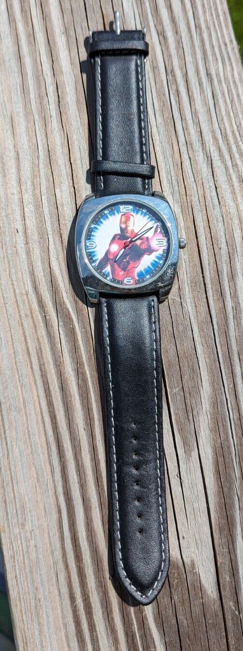 Marvel Iron Man Watch - Black Leather Strap IRN2065