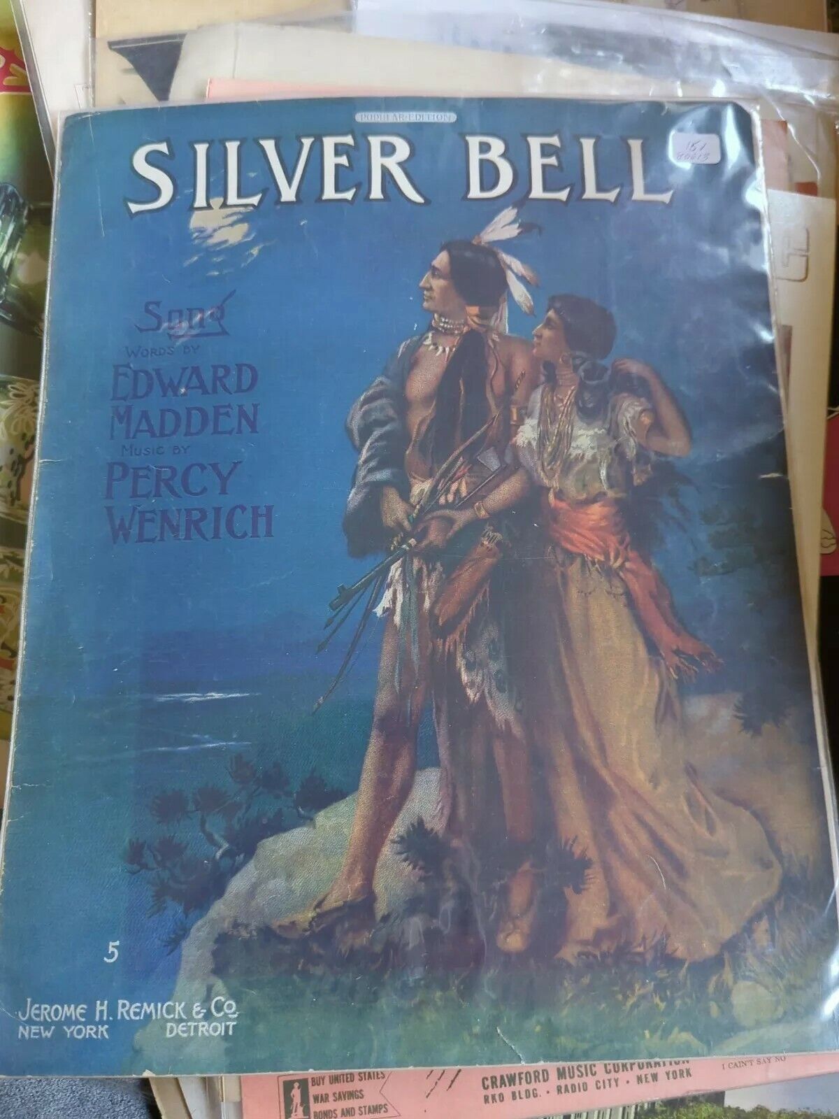 SILVER BELL Sheet Music Antique 1910 Intermezzo Percy Wenrich Native American