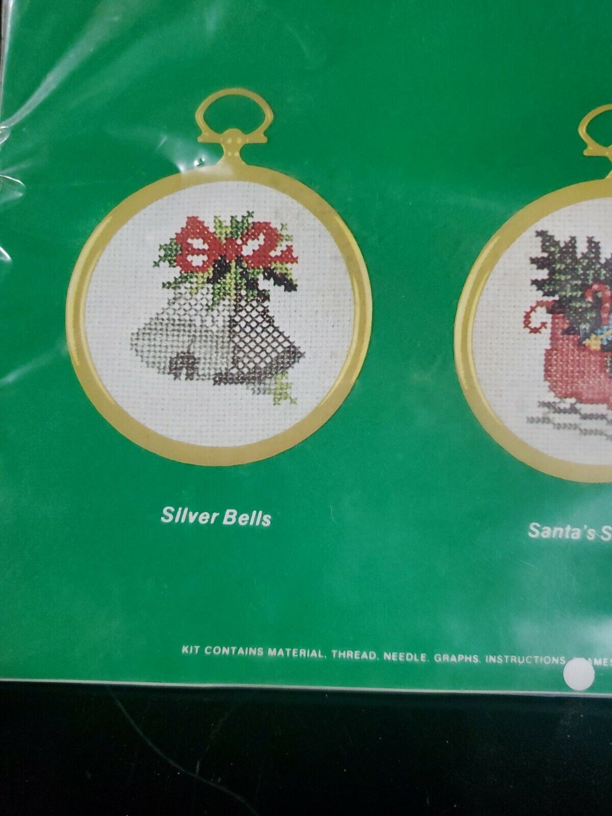 Vintage 1975 Carolina Cross Stitch Inc Kit No 22 Siver Bells And Santa's Sleigh