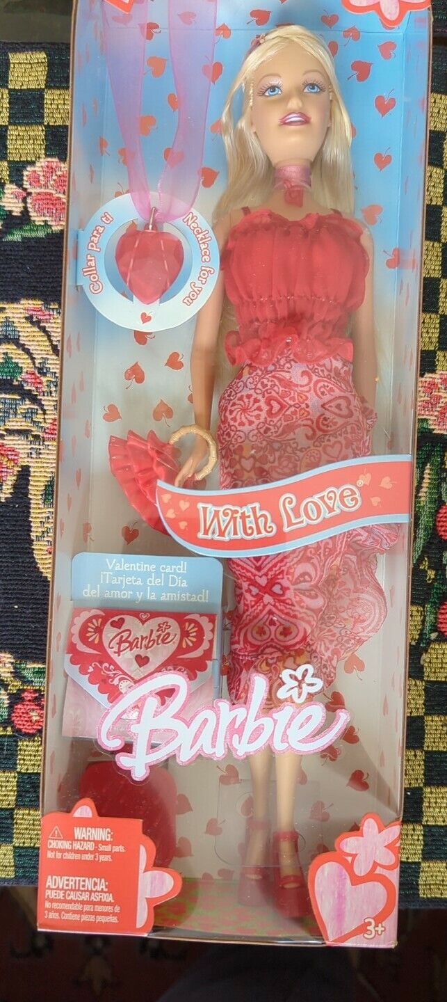 With Love Valentine Barbie Doll With Comb, Bag & Necklace New in Box