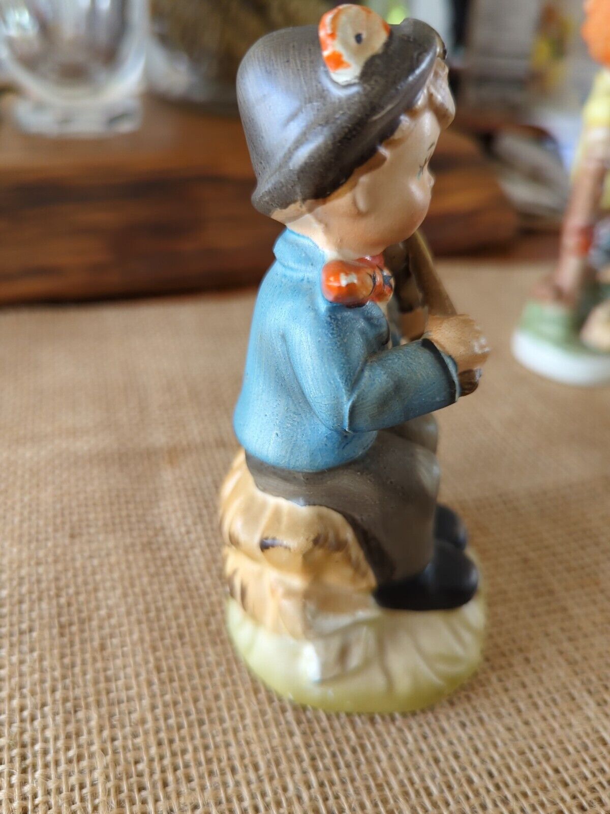 Vintage 50's Arnart Sitting Boy Playing Violin Made In Japan Hand Painted