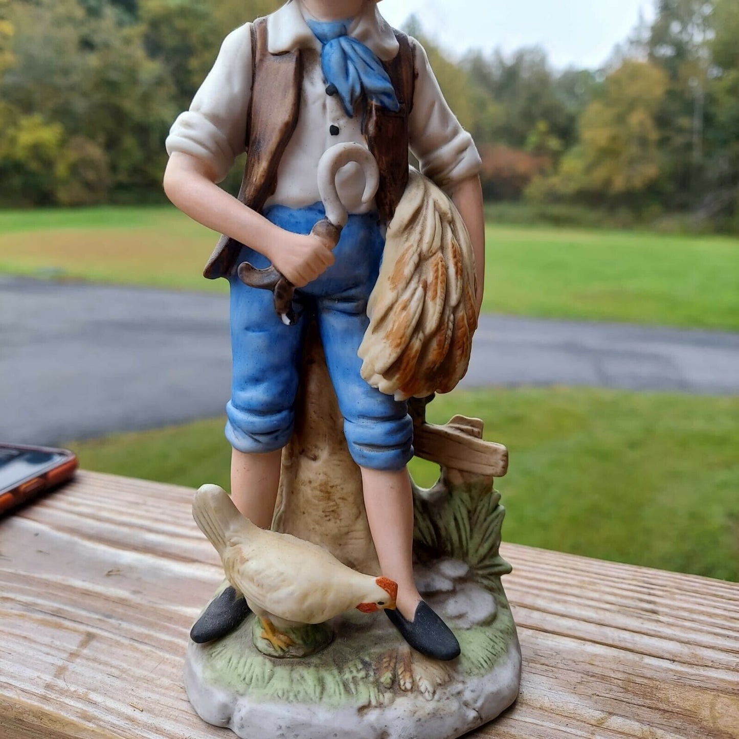 HOMCO FIGURINE 8" H BOY PORCELAIN WHEAT GATHERER HARVEST CHICKEN 8881 NO CHIPS