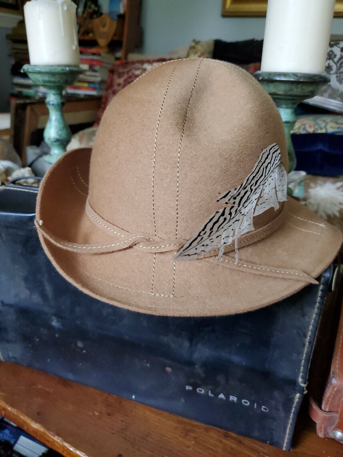 Adolfo II Beige fedora felt Hat