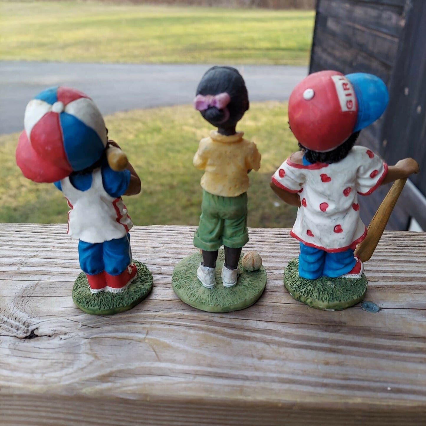 3 Shiah Yih Porcelain Figurines USA Boy and Girls in baseball attire figurines