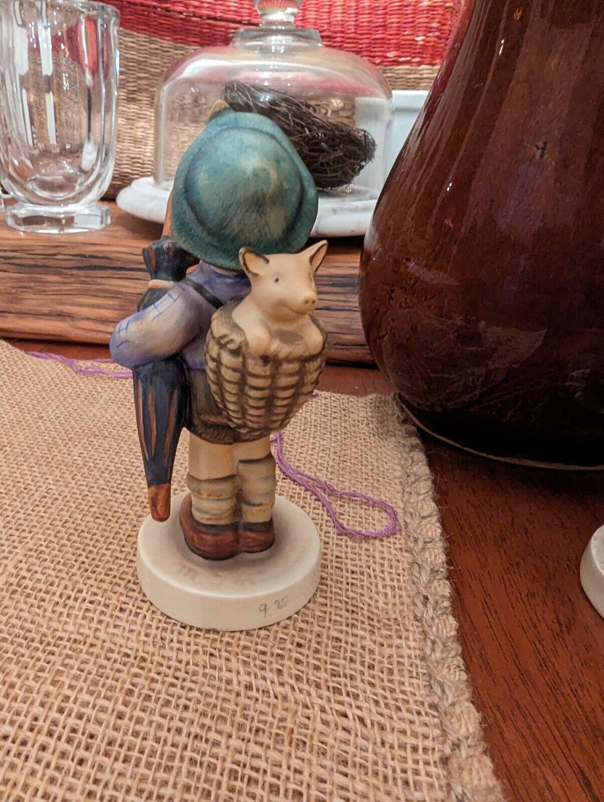 Goebel Hummel Vintage Figurine "Home from Market" w/ Pig - Made in West Germany