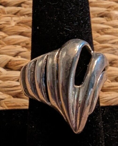 925 Italy Sterling Silver Large Swirl Ring Size 6