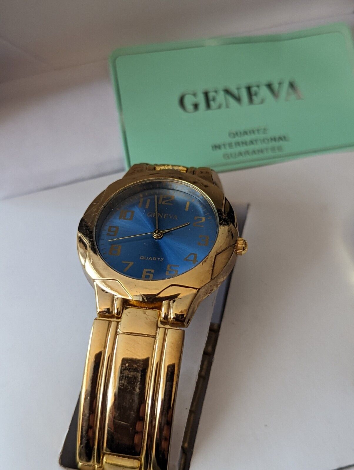 Geneva Classic Collection Blue Dial Gold Tone Watches Set