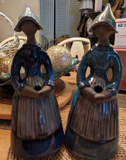 Two Vintage Jie Gantofta Elsi Bourelius Swedish Ceramic Figures Flower Holders