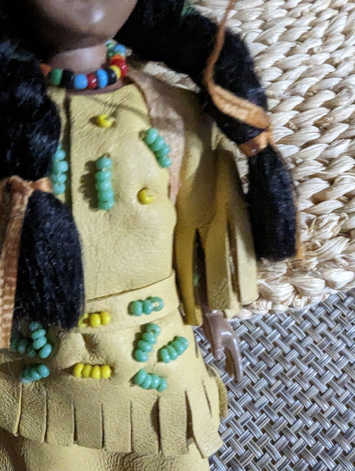 Vintage Native American Young Woman Carrying Baby In Back Pack Dolls About 9"