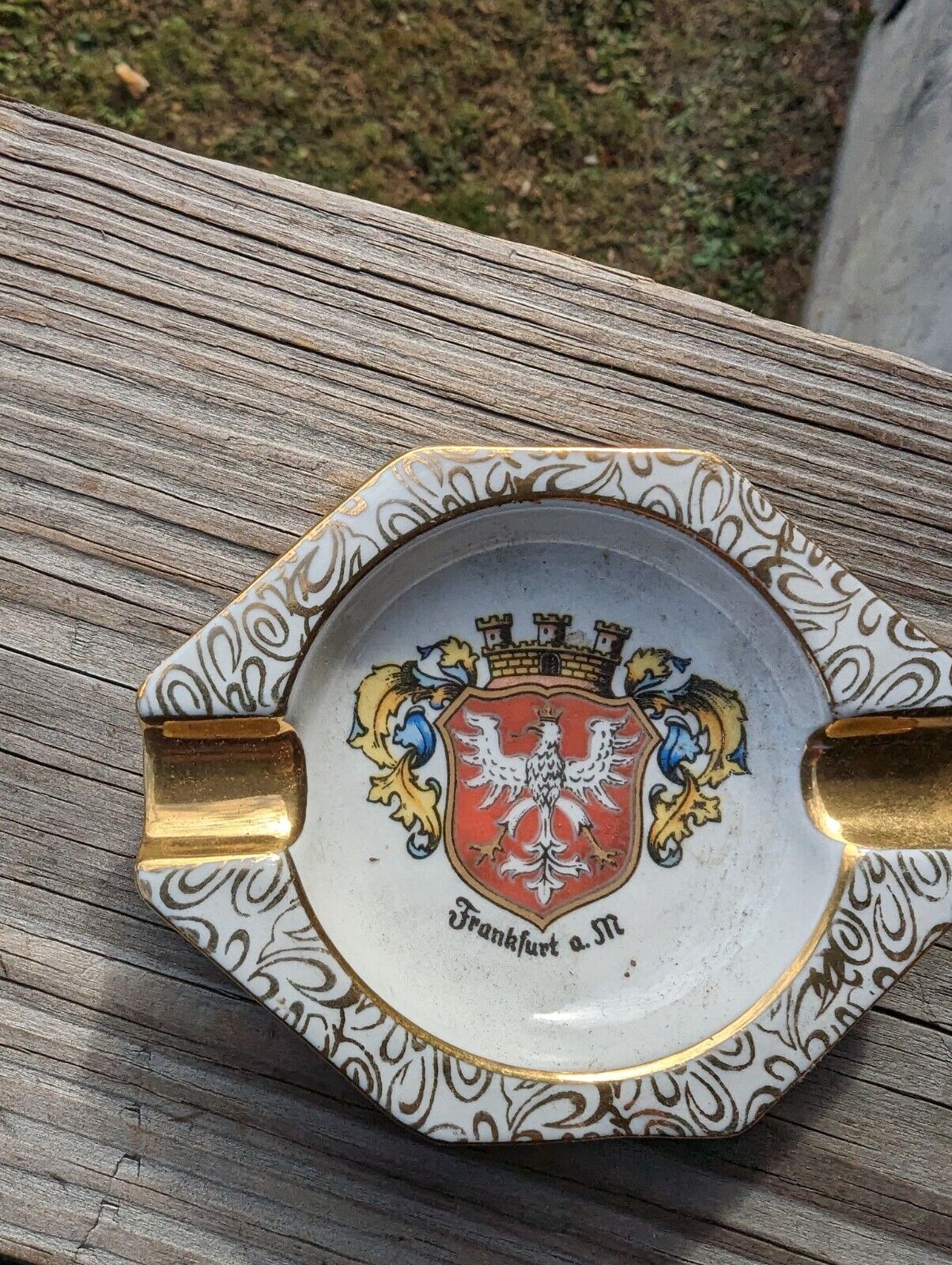 Vintage FRANKFURT On The Main Coat of Arms Ceramic Ashtray