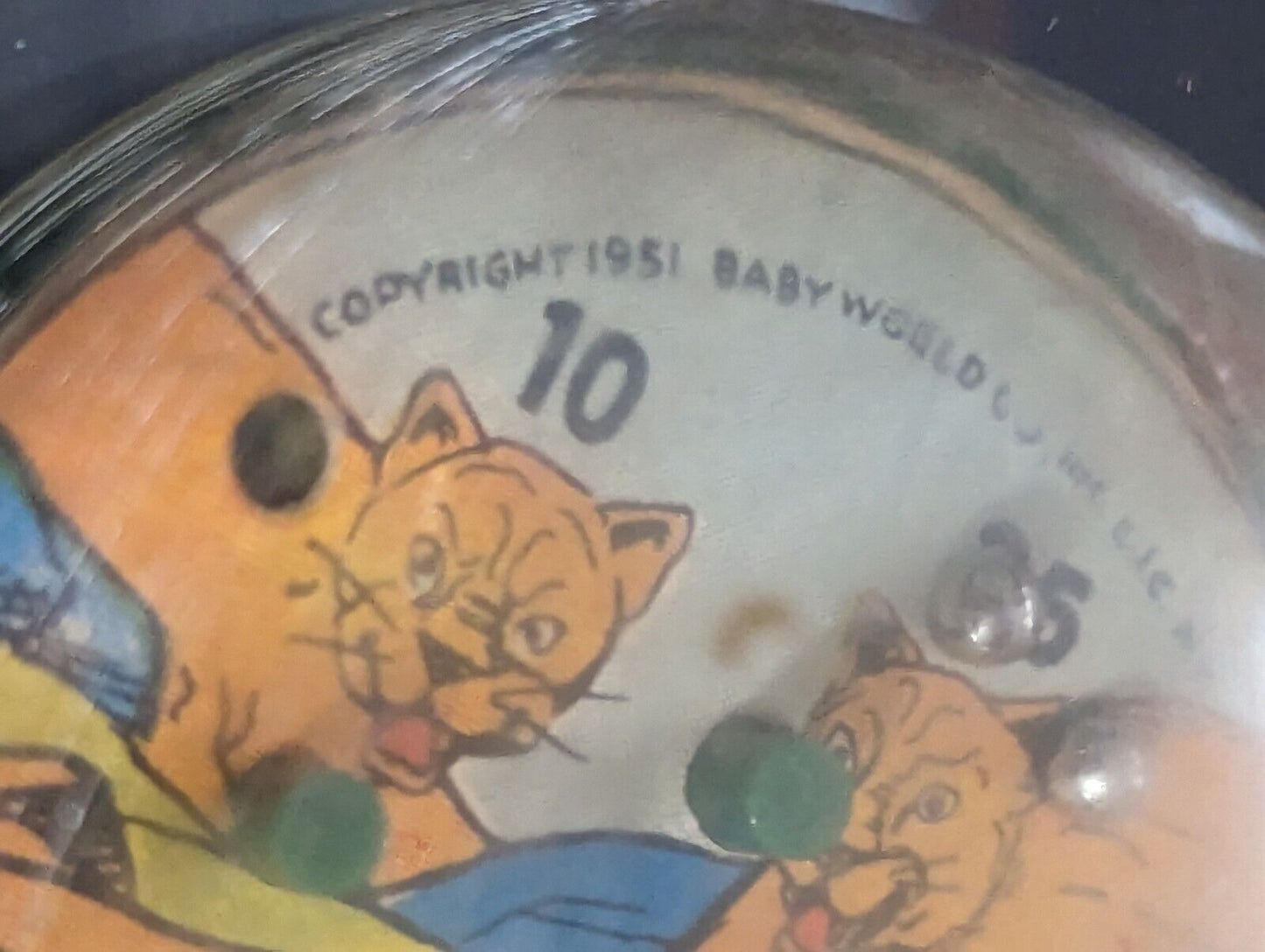 Vintage 1951 Baby World Co NY Dexterity Game Dome Lions Man With Gun Made In USA