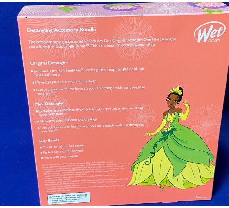 NEW DISNEY PRINCESS LIMITED EDITION WET BRUSH TIANA DETANGLING ACCESSORY BUNDLE,