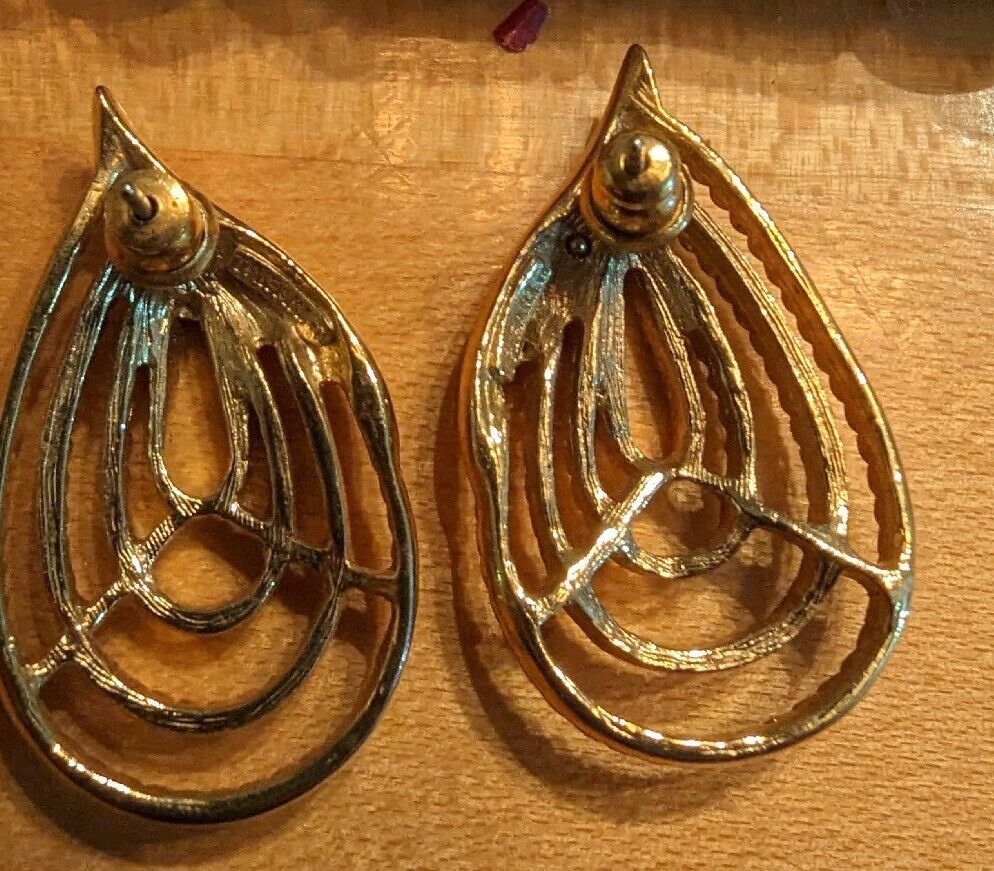 Vintage Trifari Golden Pierced Earrings