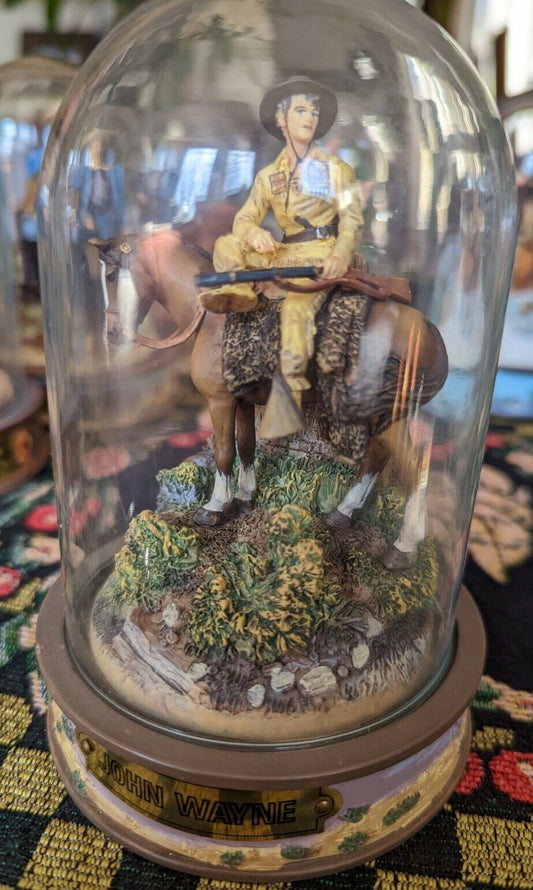 John Wayne - Franklin Mint Glass Dome Sculpture - Mounted Rider of the Plain's