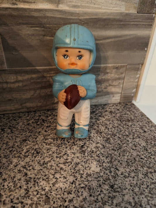 6.5" Iwai Light Blue Football Player Baby Rubber Squeaky Doll 1971 Korea Signed