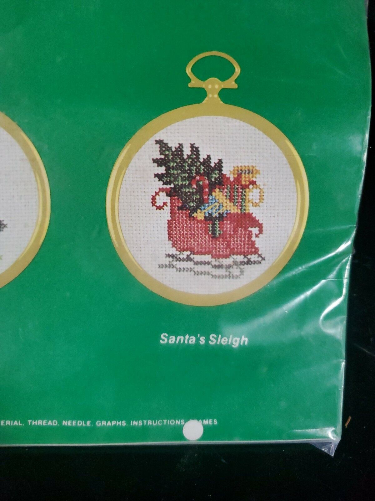 Vintage 1975 Carolina Cross Stitch Inc Kit No 22 Siver Bells And Santa's Sleigh