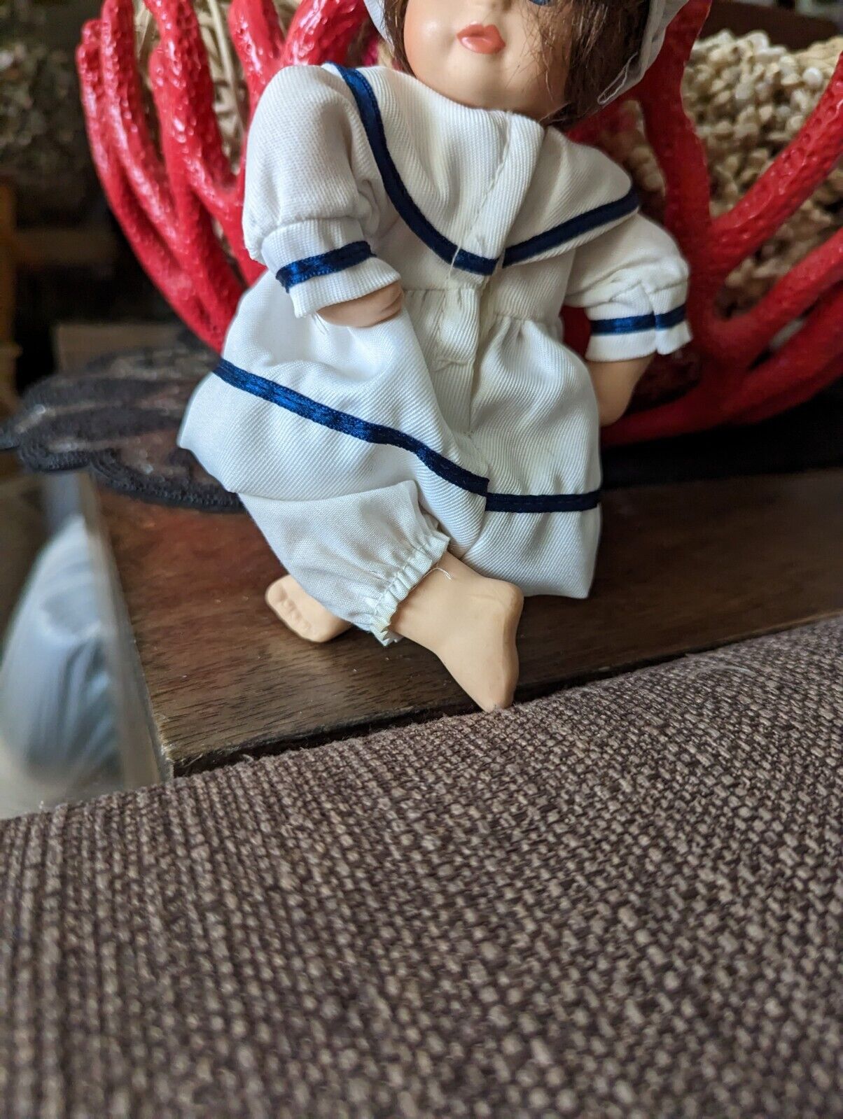 Vintage Porcelain Doll  Baby girl in Sailor Suit