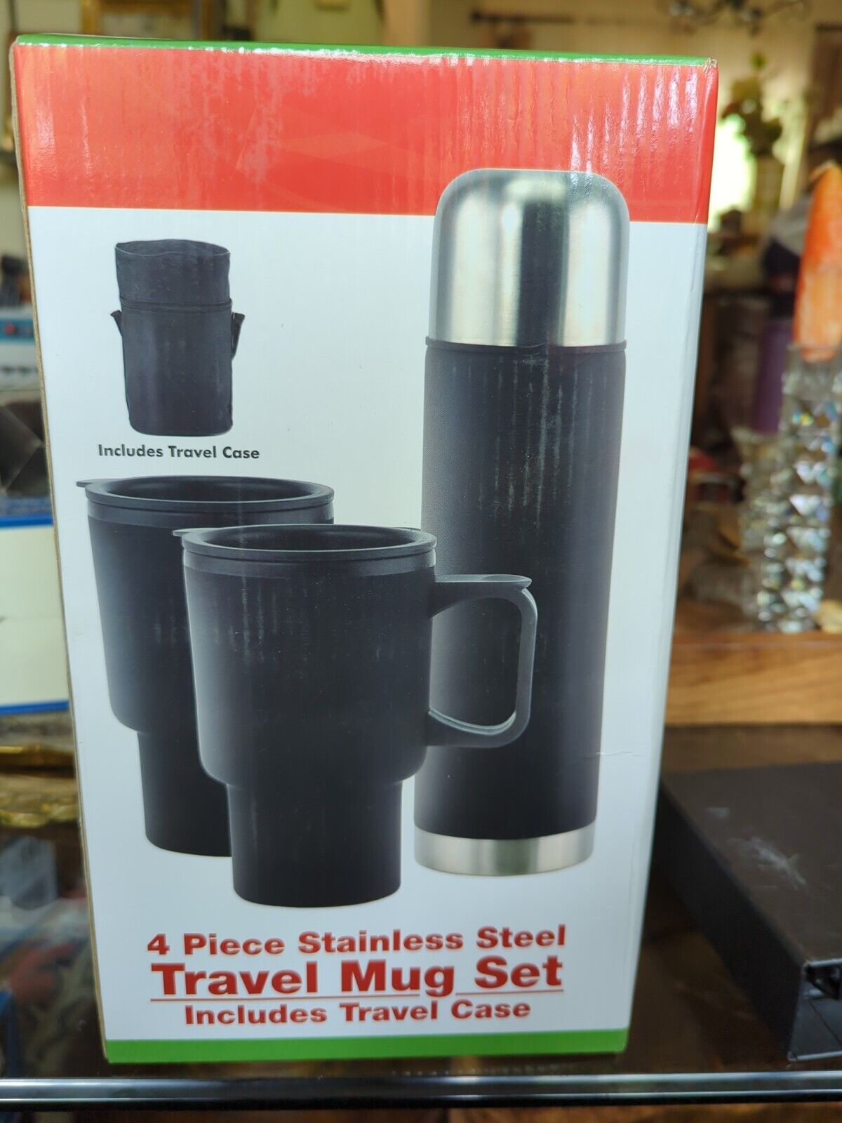 Four Piece Stainless Steel Travel Mug Set W Travel Case