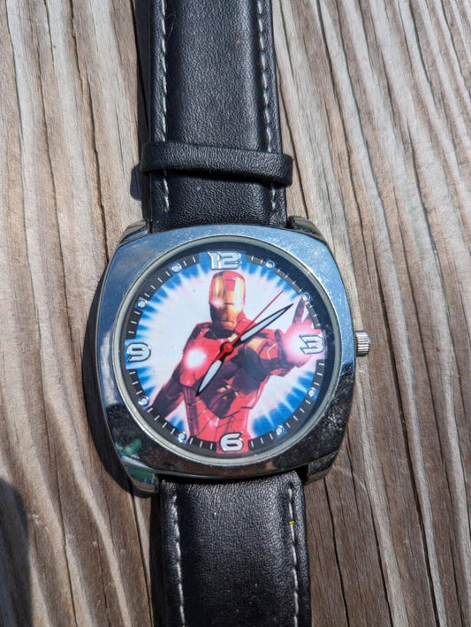 Marvel Iron Man Watch - Black Leather Strap IRN2065