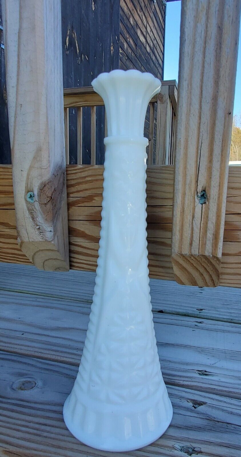 Anchor Hocking 9" White Milk Glass Slim Vase Made in USA