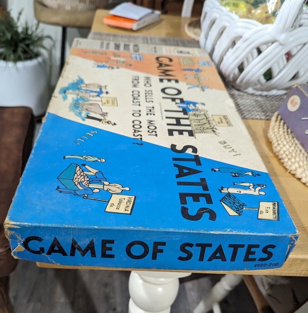 Vintage 1954 Milton Bradley Game of States Board Game COMPLETE Made In USA