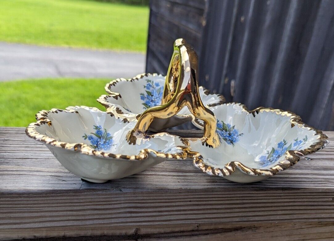 Holley Ross PA 3 Compartment Gold Handled Nuts Dish