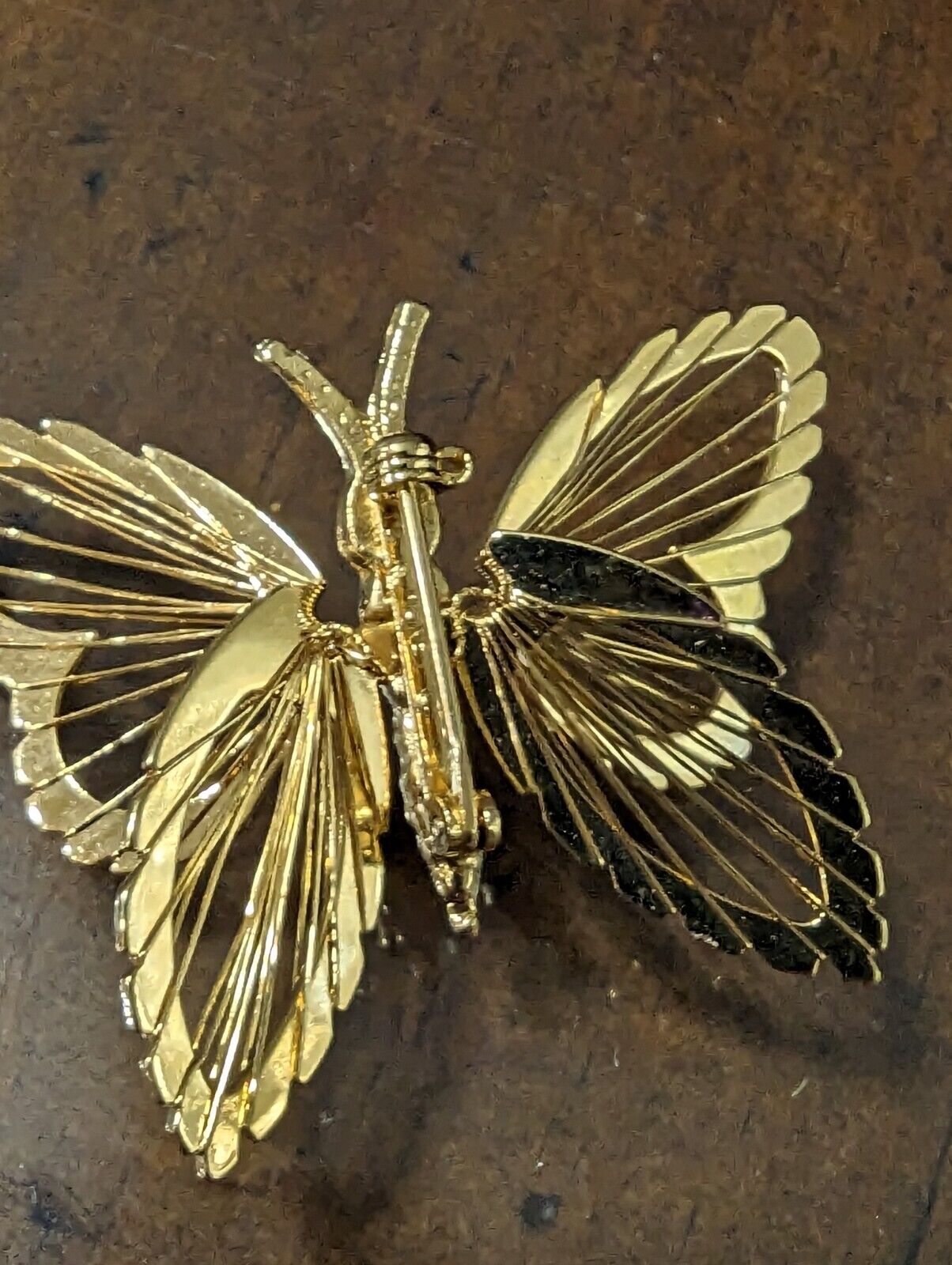 Vintage 1.75" MONET Signed Gold-Tone Metal Butterfly Pin/Brooch