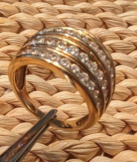 3 Cts Cz Wide Band 925 K's Ring Marked Size 9