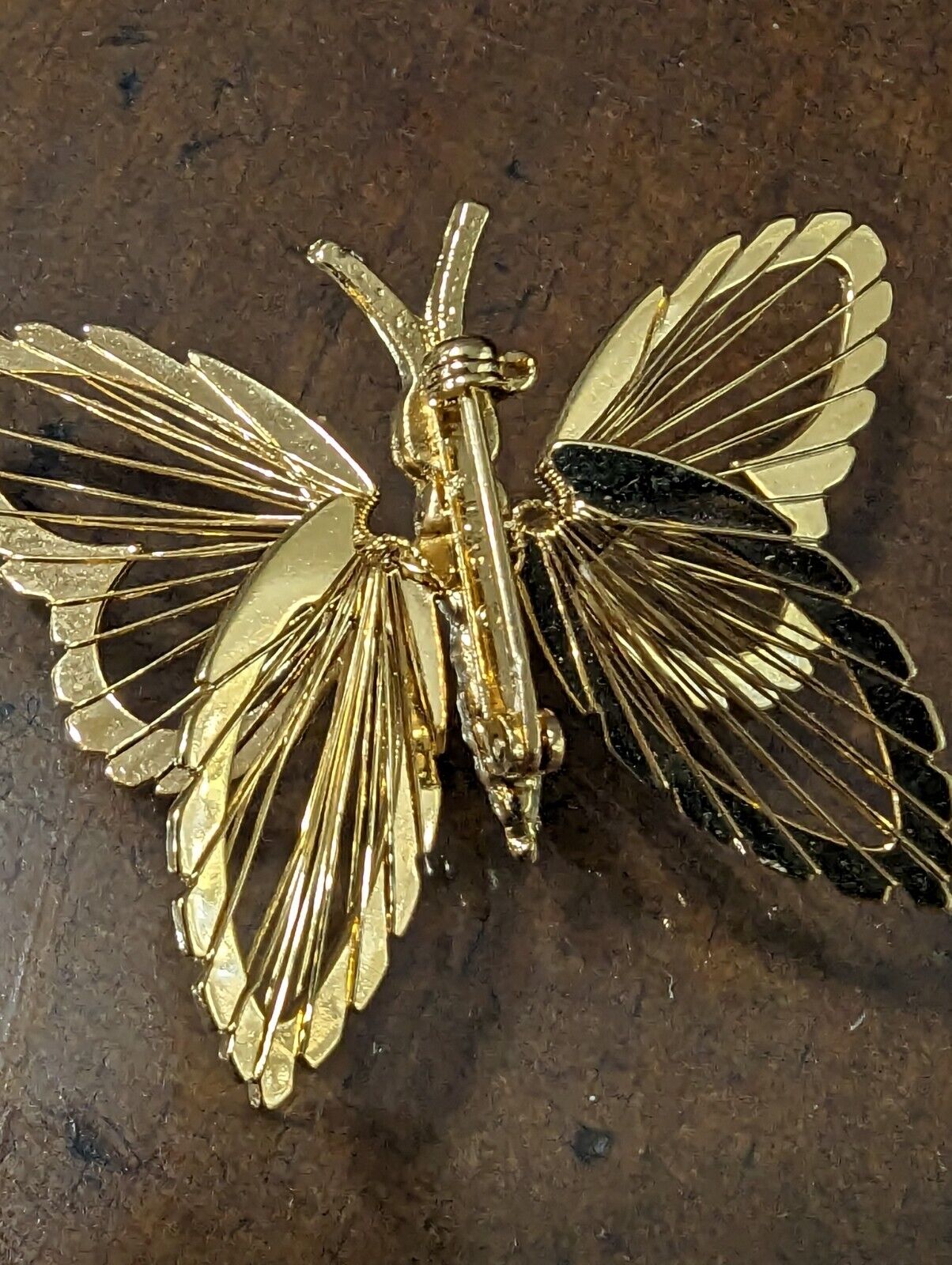 Vintage 1.75" MONET Signed Gold-Tone Metal Butterfly Pin/Brooch