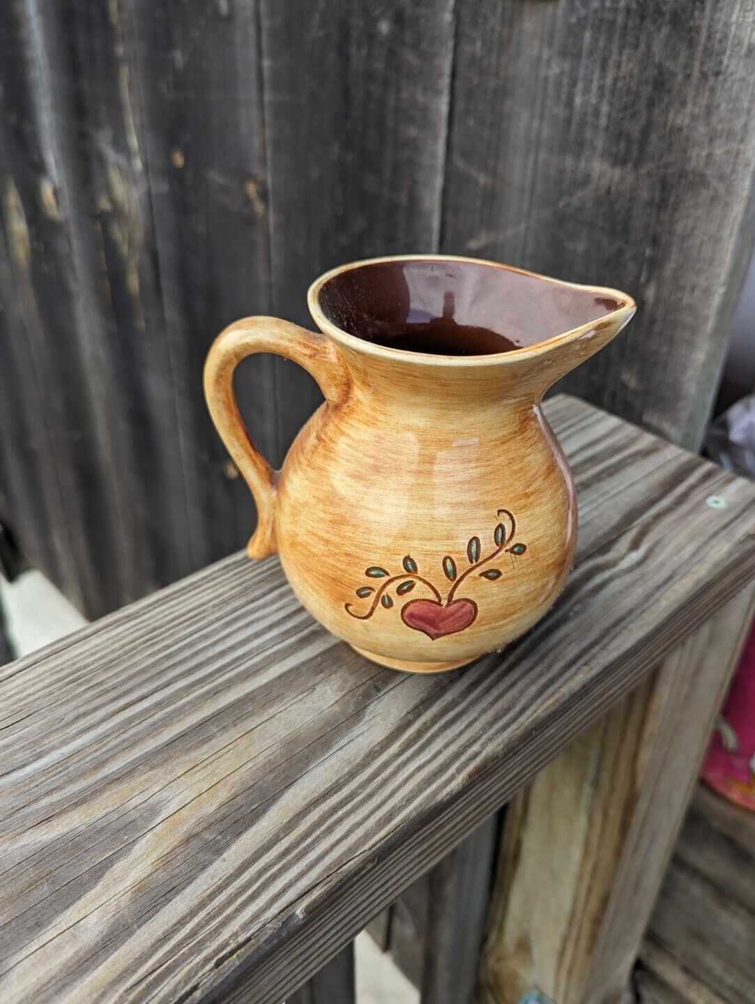 Vintage Pennsbury Pottery Pitcher Morrisville PA Hex Design 1950-1970 4" Tall