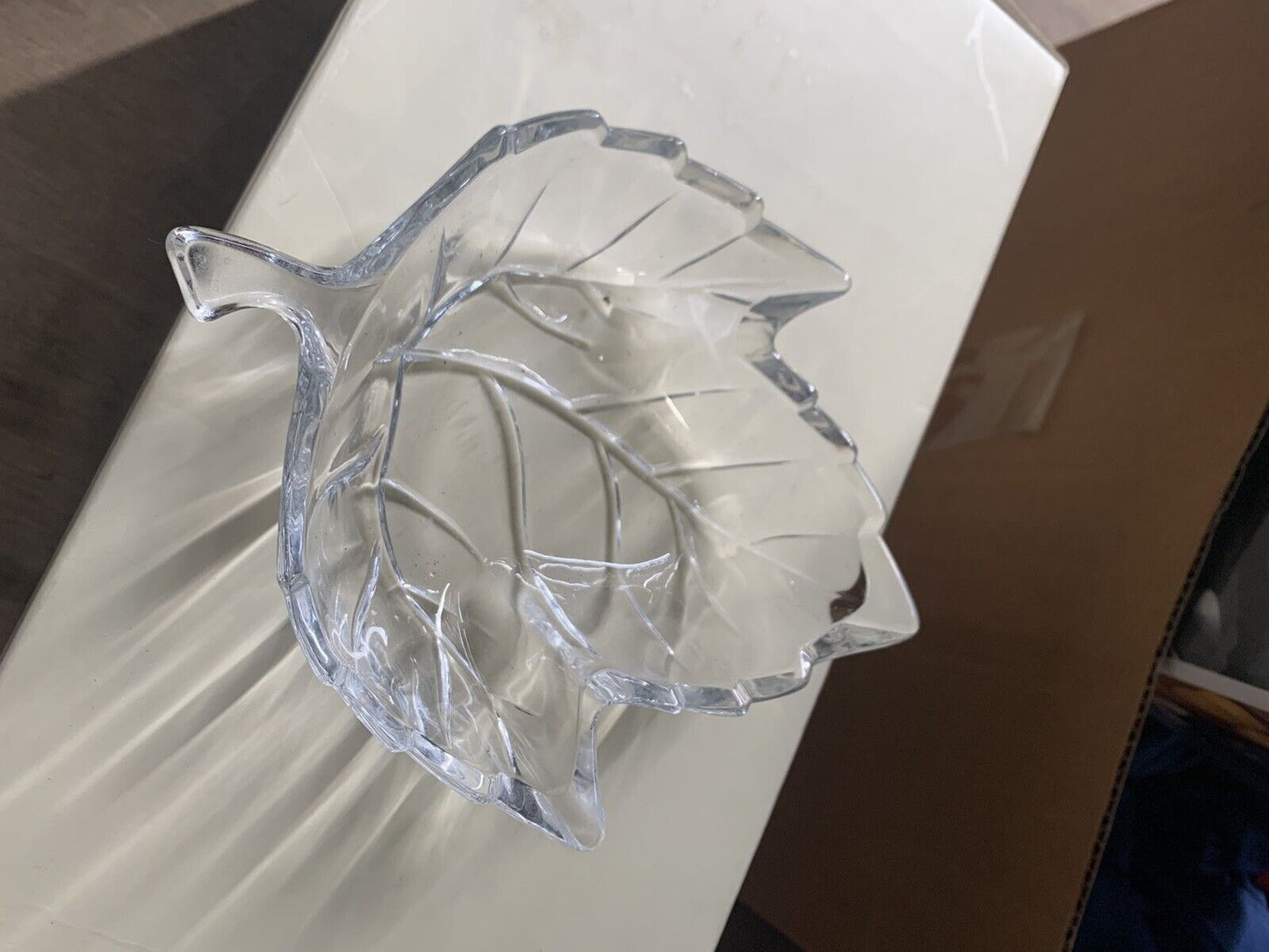 Decorative Art heavy Glass  Leaf Bowl