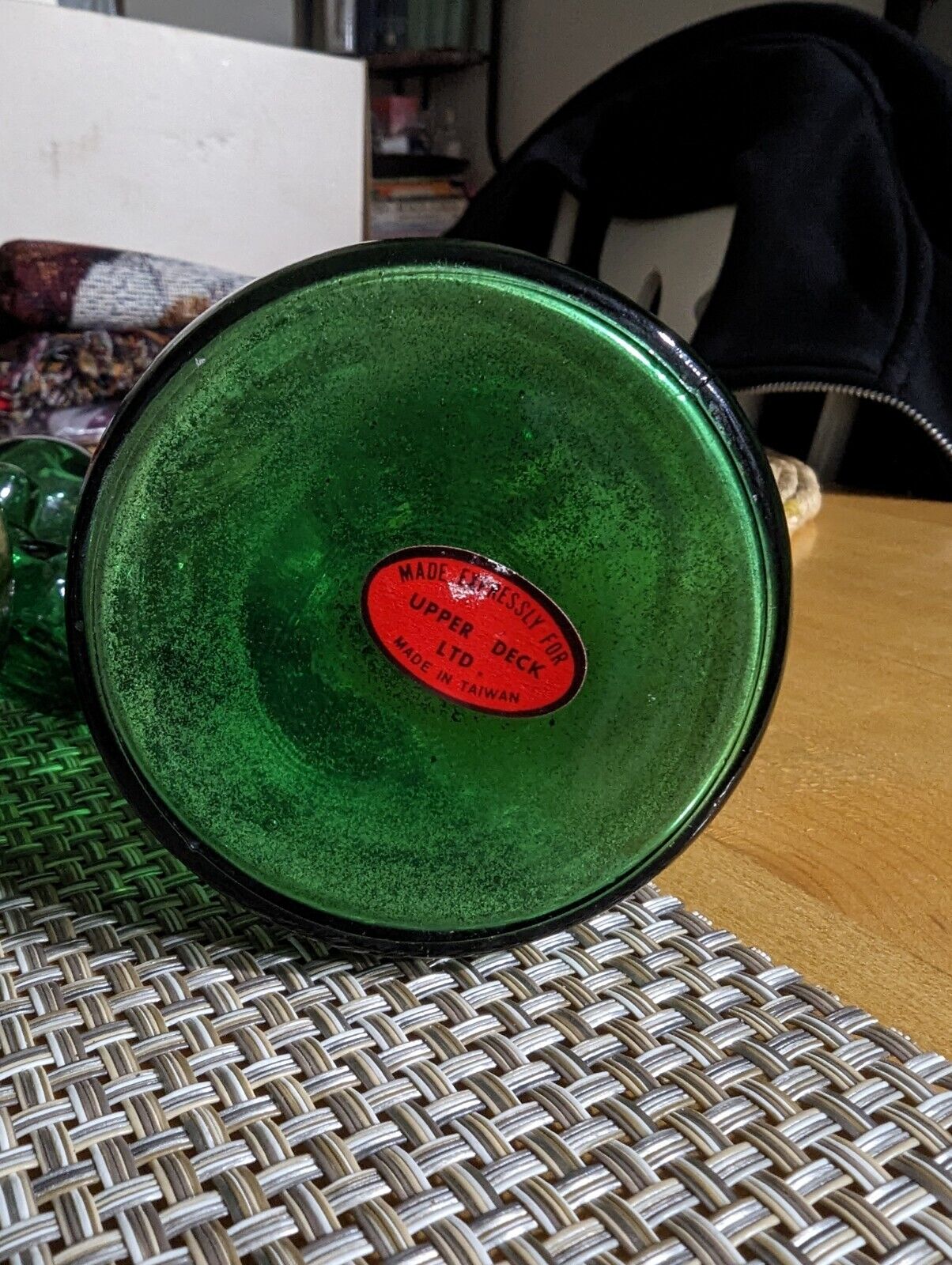 RARE Merry Maids Green Glass Salt &Pepper Shakers Vintage