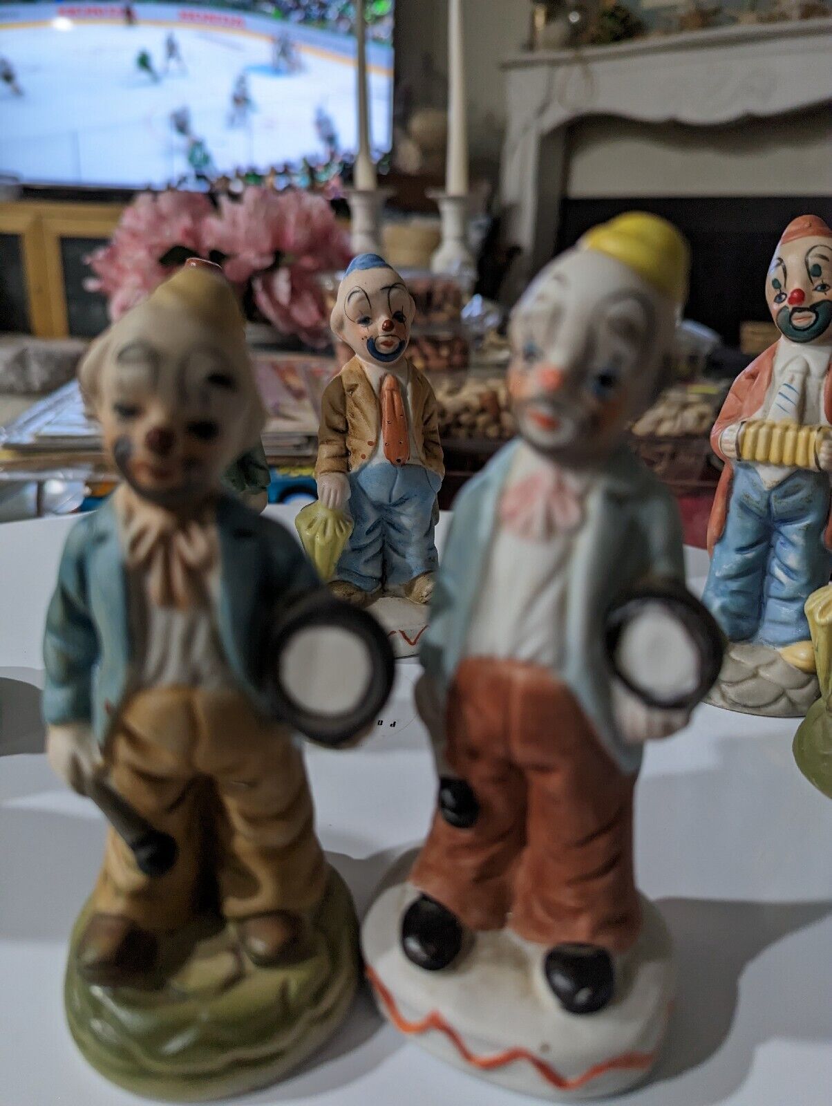 Vintage 11 Clowns Figurines Collection Lot Made In Taiwan Aprox 5" tall each