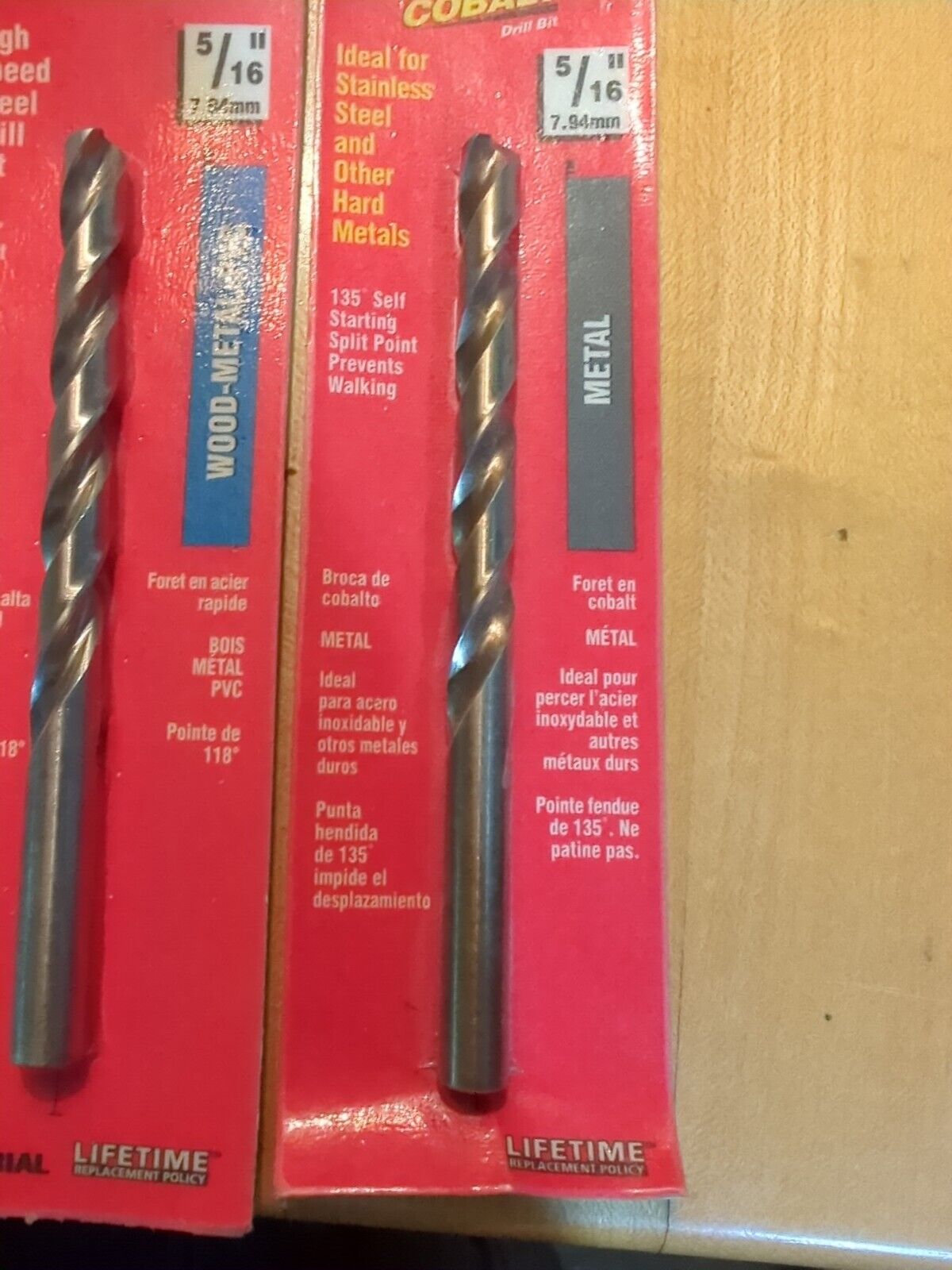 One Vermont American 5/16" 7.94 Metal And One Wood-metal Pvc Drill Bits