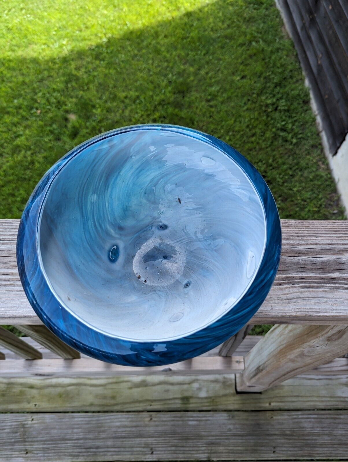 Dynasty Gallery Glass Fantastic Large Blue Bowl 10" Diameter, 5" Hight