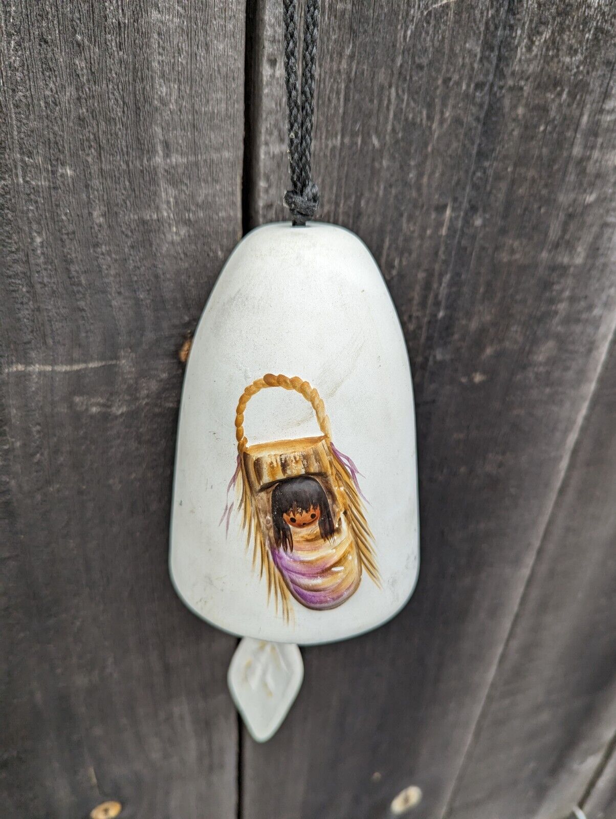 Vintage DeGrazia Native American Pottery Bell WindChime HandPainted Mother Child