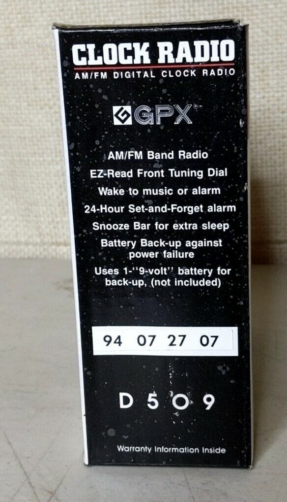 GPX 509D Digital Clock Radio New In Box