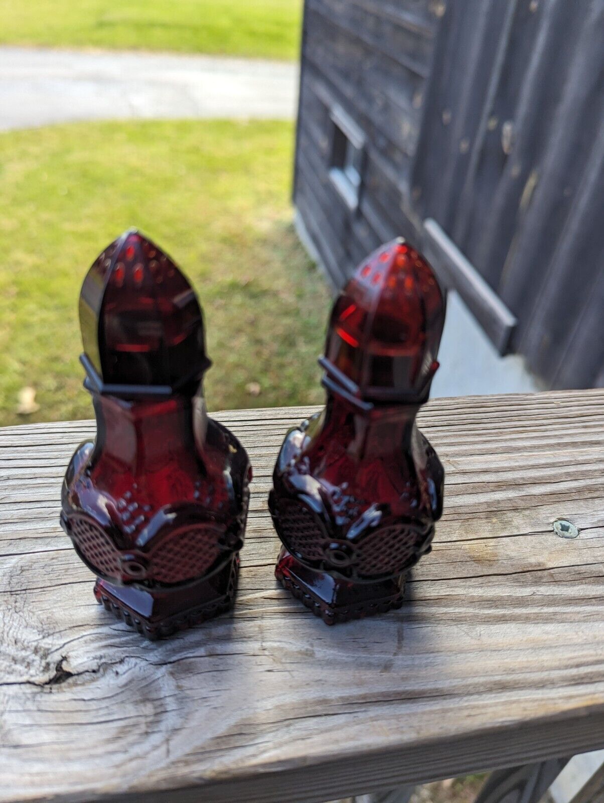 Vintage Avon Salt And Pepper Shakers Ruby Red Cape Cod 1876 Collection