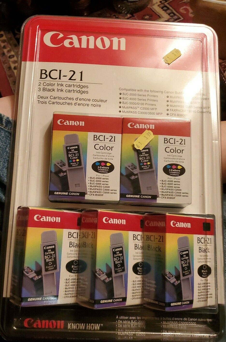 Canon BCI-21 2 Color And 3 Black Ink Cartriges Set