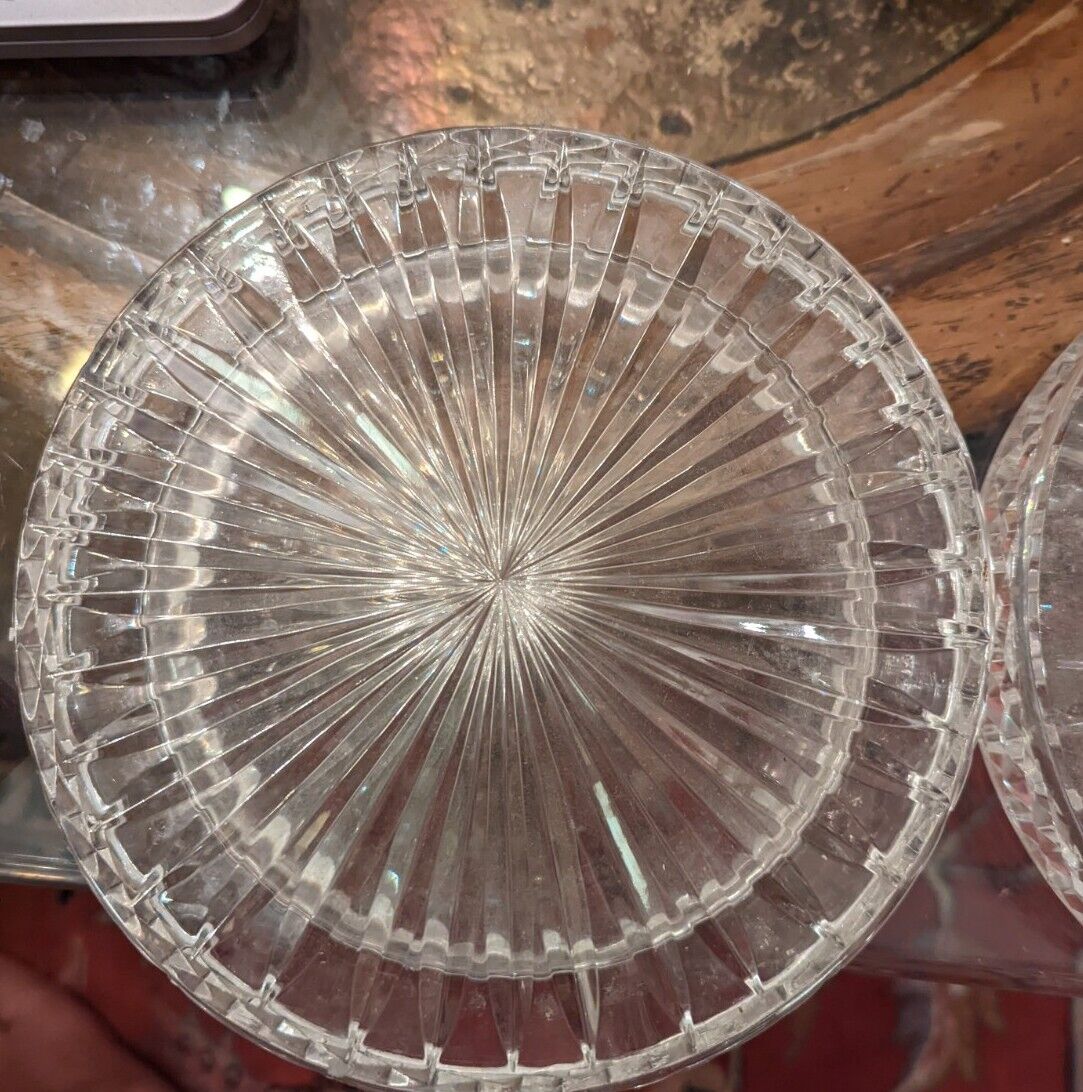 Two Heavy Led Crystal Vintage Glass Ashtrays