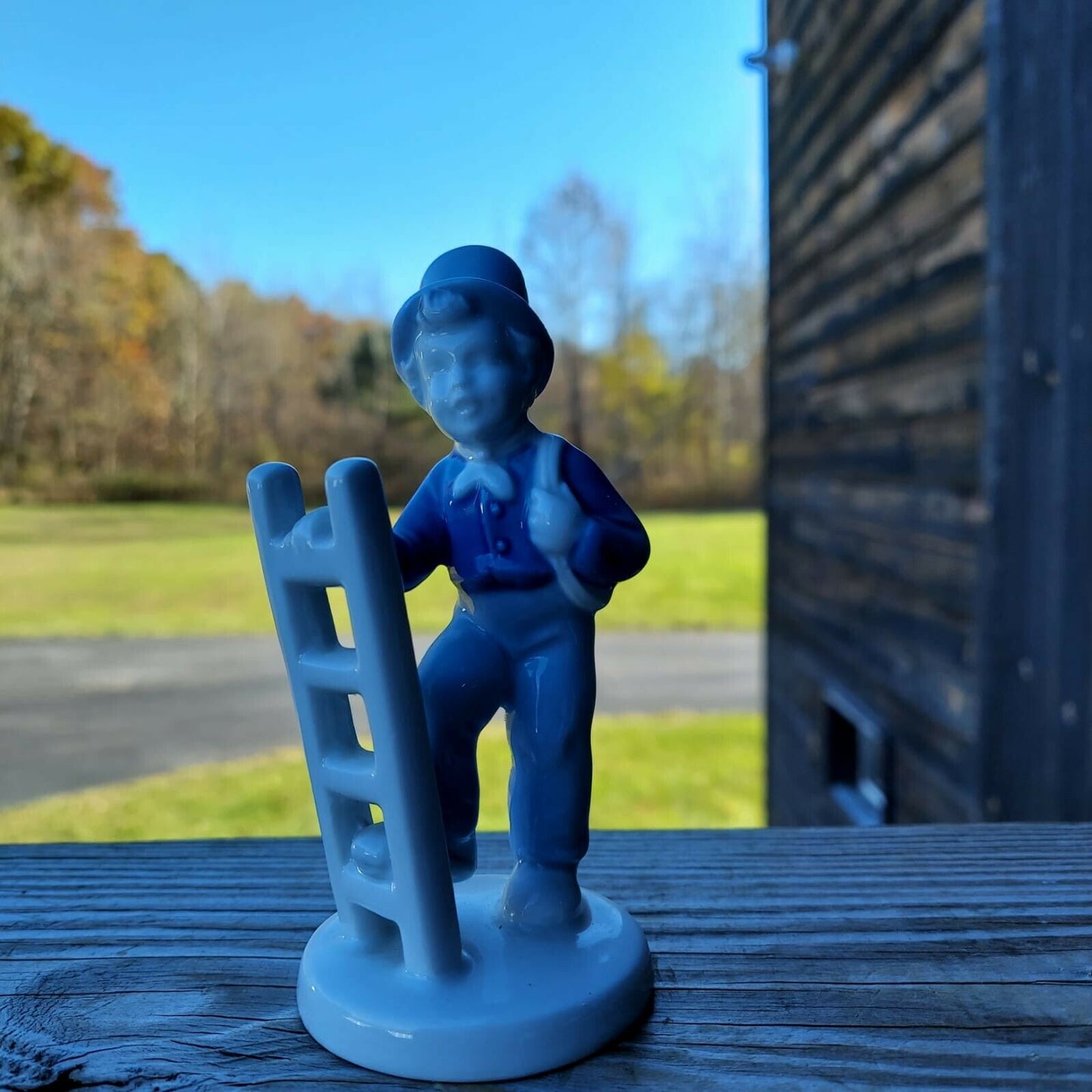 Vintage Pre 1949 Signed Porzellan Bavaria Man With Ladder And Tool Figurine