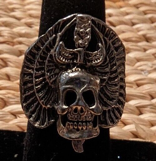 Vintage Skull and Wing Dagger Biker's Ring size 7 Adjustable