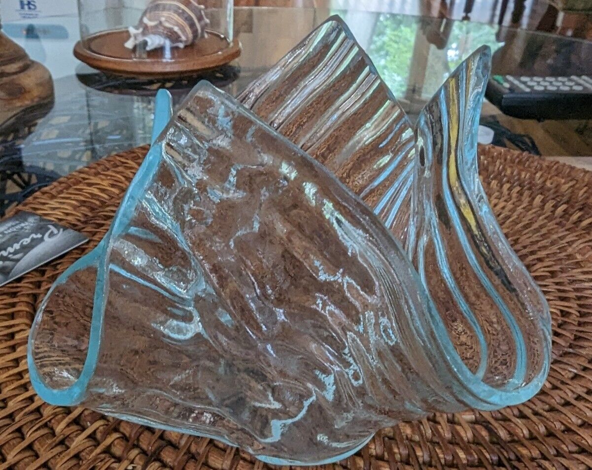 Vintage Blue Swirl Glass Candy Dish